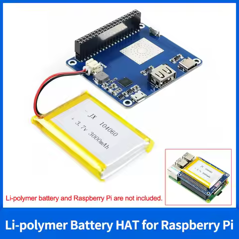 Li-Polymer Battery HAT for Raspberry Pi B/A+/B+/2B/3B/3B+/4B with Embedded Protection Circuits SW610