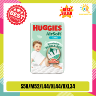 Huggies AirSoft Tape Diapers Super Jumbo - S58/M52/L44/XL44/XXL34 (1 Packs)