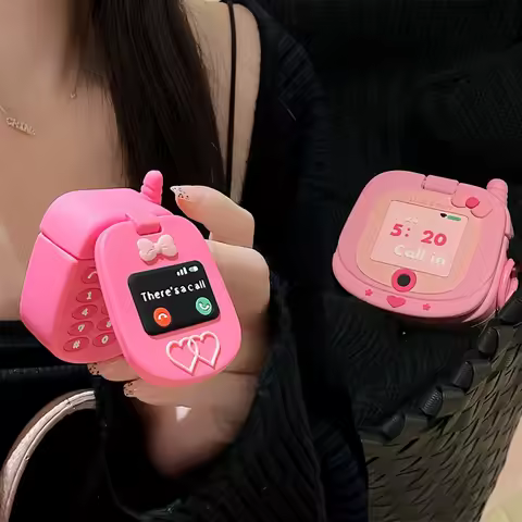 3D Cute Phone Shaped Make Up Mirror Earpods Case for Apple Airpods 1 2 3 Pro 2 Bluetooth Wireless Ea