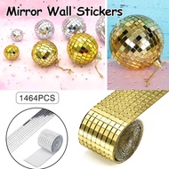 Mini Square Sticker Self-adhesive Glass Mirror Wall Sticker Mosaic Tile Interior Decoration Disco Light Ball Party Decor