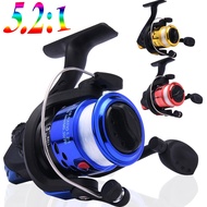 Malaysia Fishing Reel Spinning Fishing Reel with Fishing Line Left/Right Interchangeable Collapsible Handle 5.2:1 Gear Ratio Joran Pancing