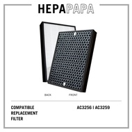 Philips FY3433 / FY3432 / AC3256 / AC3259 Compatible Combined HEPA &amp; Carbon Filter [Free Alcohol Swabs] [HEPAPAPA]
