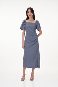 AIME SQUARE NECK RUCHED DRESSIN PERIWINKLE