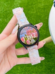 1 件時尚數控樹脂雕刻三星手錶錶帶 - 輕巧、防水、耐磨,兼容多種型號,如 Galaxy Watch 6/5/4/3、ative、gear S3/s2 經典/運動,長度可根據手腕尺寸調節