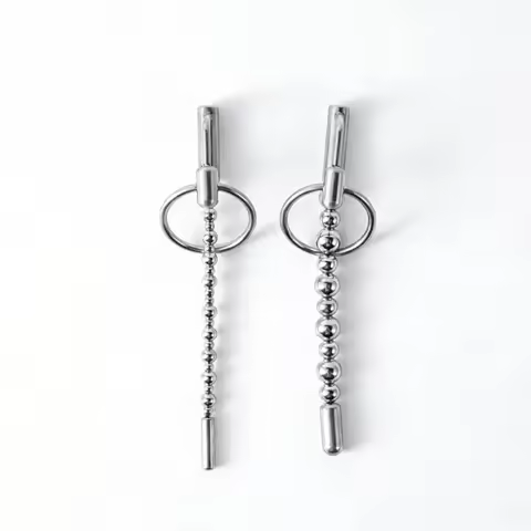 Stainless Steel Beaded Urethral Sound Dilator With Pull Ring S L Size Metal Urethral Plug Adult Men 