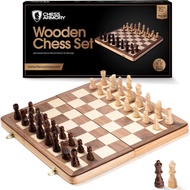 Chess Armory Chess Set 15" x 15" Wooden Chess Game Travel Chess Set - Folding Chess Board Set, Staun