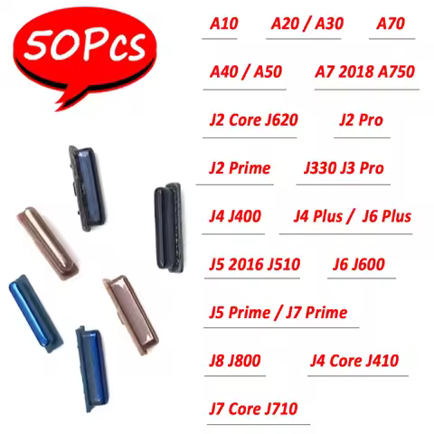 50Pcs，NEW Side Keys Power + Volume Buttons For Samsung A10 A20 A30 A40 A50 A70 J2 J4 J7 Core J330 j3