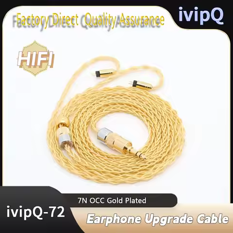 ivipQ High-end 8 Core 7N OCC Gold Plated Earphone Upgrade Cord 2.5/3.5/4.4mm MMCX/2PIN/QDC/TFZ For L