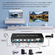 8K 4 IN 2 OUT HDMI Matrix,8K@60hz 4K@120Hz HDMI 2.1 Video Switcher Splitter Optical & L/R Audio Outp