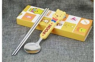 小熊維尼 卡通不鏽鋼筷子湯匙2件兒童餐具套裝 環保攜式餐具盒組