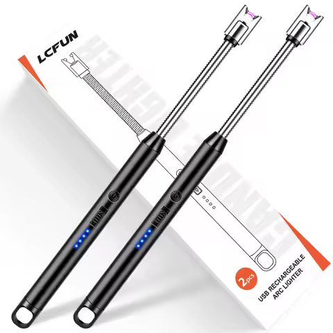 LcFun Candle Lighter Electric Arc Windproof Lighters, USB Rechargeable Lighter with LED Battery Disp
