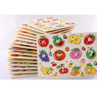 3D Wooden Hand Grab Boards Puzzle Toys Cognition Tangram Jigsaw vegetable Matching Board Toys