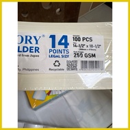 ☪ ▥ ♕ 1ream 100pc Victory File Folder 14 points 250 gsm short long with puncher Holes