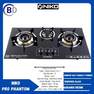 Niko Pro Phantom 3-Burner Glass Gas Stove - 3-Burner Built-in Gas Stove