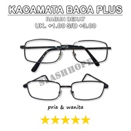 Plus (+) Reading Glasses Black Iron Frame Transparent Lens For Men Wanita Size +1.00 to. +3.00 Nears
