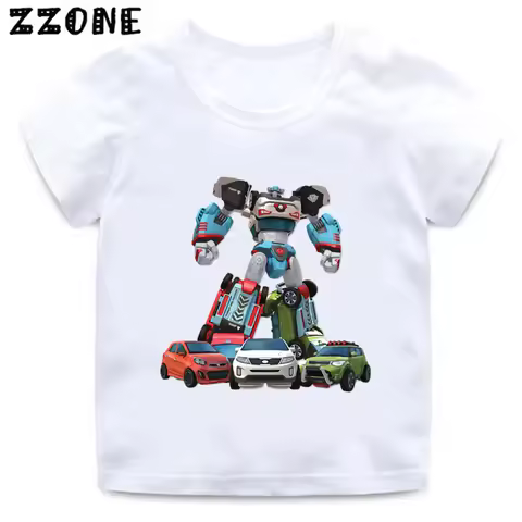Tobot Evolution Transformer Robot Car Print Kids T-Shirts Girls Clothes Cartoon Baby Boys T shirt Su