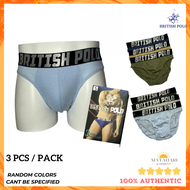 (MG)British Polo 3pcs/box Men Brief Smooth Comfort Underwear With Printing Design Seluar Dalam Lelak