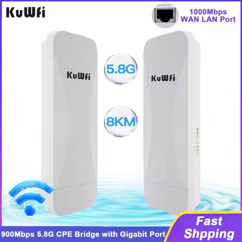 KuWFi 5.8G 900Mbps CPE Bridge Outdoor Wireless Wi-Fi Signal Extender 18dBi Antenna AP Repeater PTP U