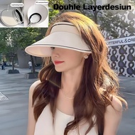 FUYOGI Hat Woman Sunscreen UPF50 Sports Running Outdoor Anti-UV Double Layer Large Brim Foldable Adj