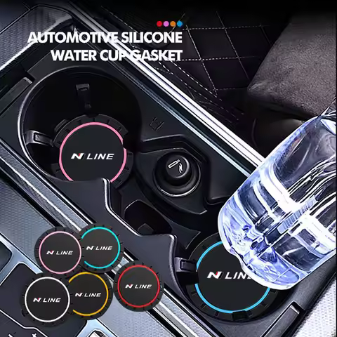 2pcs Car Coaster Water Cup Bottle Mat Silicone Non Slip Pad For Hyundai N Nline Tucson Kona Sonata V