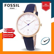 [CreationWatches] Fossil Jacqueline Silver Dial Women's Navy Blue Leather Strap Watch ES3843