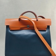 愛馬仕Hermes herbag39 棕色拼墨綠色