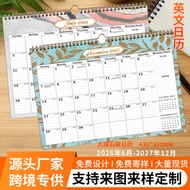 VUUUX 2026-2027 Wall-Mounted Wall Calendar Note Calendar Desktop Desk Calendar 18 Months English Cal