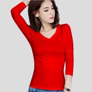 Women's plain V-neck long-sleeved T-shirt plain T-shirt long sleeve t shirt women v neck t shirt wom