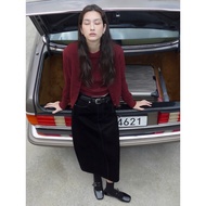 [SS25-8SECONDS] LONG VELVET JEANS SKIRT MADE IN KOREA
