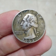 koin silver perak 1/4 quarter dollar USA liberty asli