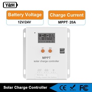 Y&H 20A MPPT Solar Charger Controller 12V/24V Battery Temperature Compensation Solar Panel Battery R