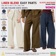 UNIQLO Women Linen Blend Easy Pants Drawstring Pants Rayon Elastic Waist Drawstring Pants