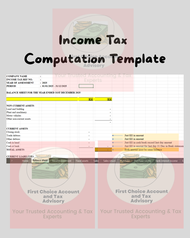 LHDN Income Tax Computation 2025 Template Auto Calculate Form P/Form B -PARTNERSHIP/ Perniagaan Perk