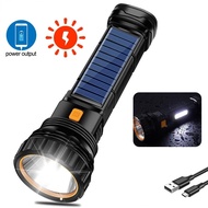 Solar flashlight rechargeable lampu suluh terang jarak jauh original water proof torch light super bright touch light led torch light lampu suluh waterproof solar torch light camping light kepala lampu suluh led work light powerful torchlight