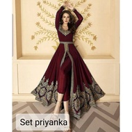 Priyanka SETCEL Maxi DRESS ชุดเดรส สไตล์อินโดนีเซีย India GAMIS ปักลาย ของแท้ เสื้อผ้าอินเดีย GAMIS เกมมิส สไตล์อินเดีย สําหรับงานปาร์ตี้ Gamis ชุดเย็บปักถักร้อย Gamis เสื้อผ้าผู้หญิง