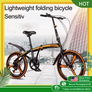 【Ready stock】Variable speed double disc brake folding bicycle road mountain bike/basikal lipat/basikal budak