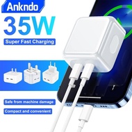 35W Dual USB C Super Fast Charger PD 2 Port Tpye C Quick Charger For Mobile phone Power Adapter Fast charging Cable Wall Charger