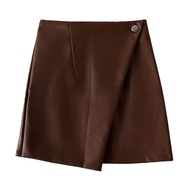 MOTTOM - HAILEY Mid Rise Faux Leather Wrap Skirt