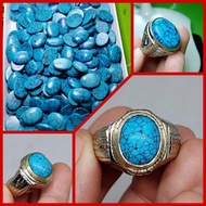 Batu cincin pirus biru mini / pirus urat hitam / pirus komposite tidak asli