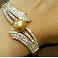 Elegant Luxury Party Bangle Bracelet Genuine Lombok Seawater Pearls Certified BV