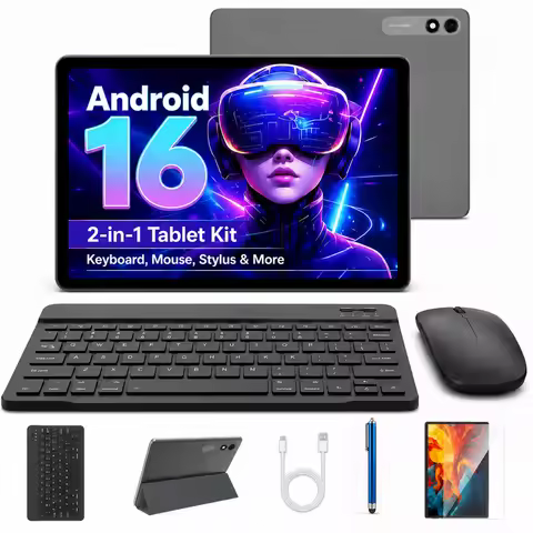 10 inch Tablet Android 16 8-Core Tablet 26GB+128GB 1TB Extended WiFi 6 8MP Stylus Keyboard Mouse Hea