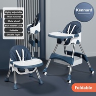 [Kennard]  Baby Chair Foldable   Baby Dining Chair Baby Toddlers Feeding Chair Removable Tray&amp;PU Cushion with wheels Multifunctional Dining Chair Seat