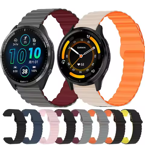20mm 22mm Silicone Magnetic Loop For Garmin Venu/Venu 2 3 2Plus SQ SQ2 Band For Garmin Forerunner 55