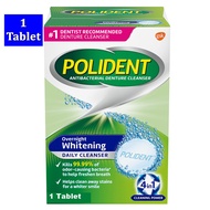 1 Tablet Polident Overnight Whitening - Daily Cleanser / Pembersih Gigi Palsu dan Gigi Tiruan