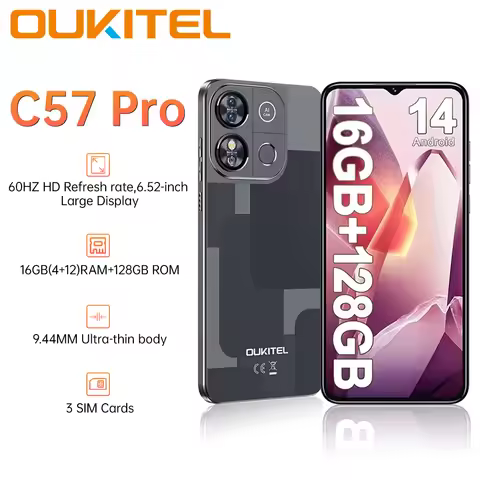 OUKITEL C57 Pro Smartphone 4G 6.52" GPS Double SIM Call Phone 16GB (4 + 12) RAM+128GB ROM 13MP 4300m
