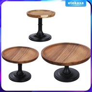 [Etekaxa] Wood Cake Stand Round Household Serving Platter Cake Plate Stand for Filming Props