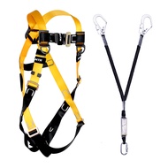 Fall Arrest Harness and Double Lanyard with Shock Absorber Steel Hook for Climbing Roofing Construct