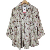 Atasan Kemeja Blus Wanita Oversize V-Neck JUMBO RAYON Motif Bunga Sakura Viral Terbaru dan Kekinian