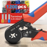 Ferrules Crimper Tool HSC8 6-4A Crimper 0.25-10mm 23-7 AWG Wire Stripper Crimp Connector With 1200pc