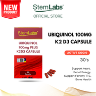 StemLabs Ubiquinol Coq10 100mg Plus K2D3 60s Heart Energy Fertility TCC Supports